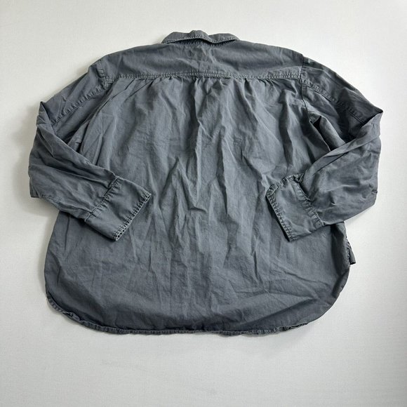 Madewell Button Up Top Womens Size Large Gray Front Pockets Casual Long Sleeve - Picture 2 of 9